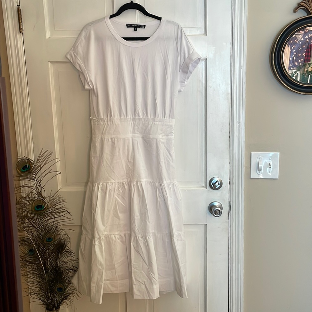 Veronica Beard Trail Belted Cotton Midi Dress